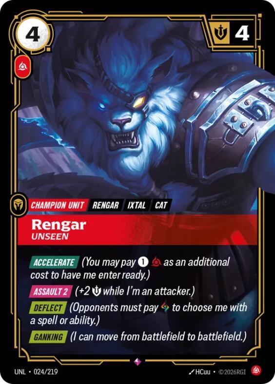 Rengar, Unseen (V.1 - Rare) - Unleashed (Rare) [UNL-024 ] — riftbound card