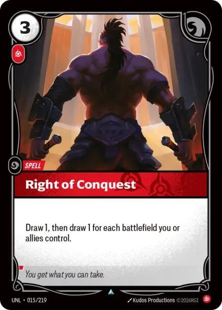 Right of Conquest - Unleashed (Uncommon) [UNL-015] — riftbound card Immagine principale del prodotto