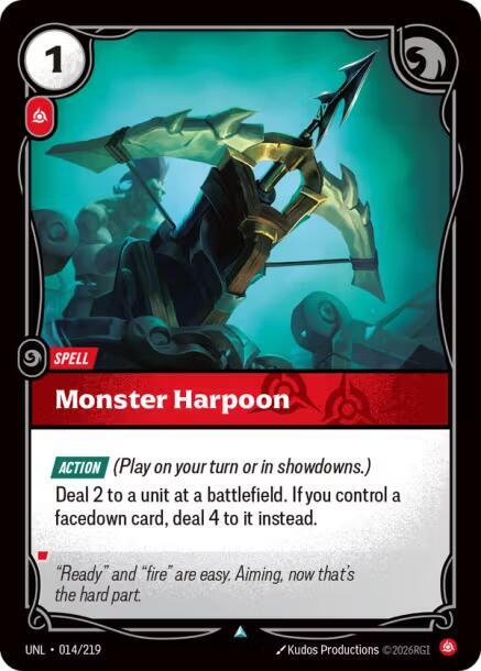 Monster Harpoon - Unleashed (Uncommon) [UNL-014] — riftbound card Immagine principale del prodotto