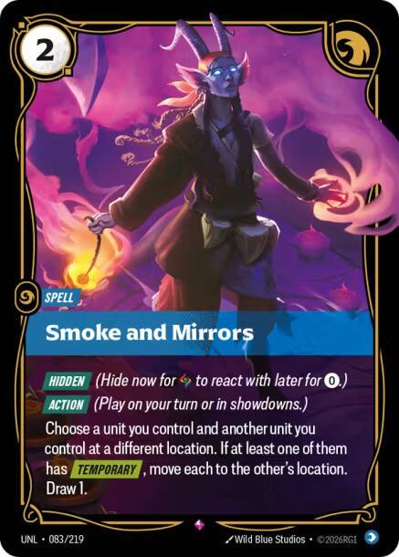 Smoke and Mirrors - Unleashed (Rare) [UNL-083] — riftbound card Immagine principale del prodotto