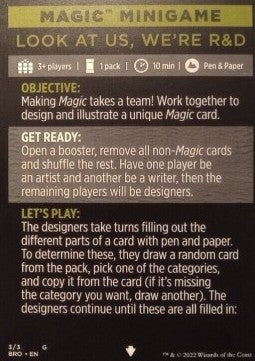 Magic Minigame: Look At Us, We're R&D - The Brothers' War: Extras (Tip Card) [XBRO-G3] Immagine principale del prodotto