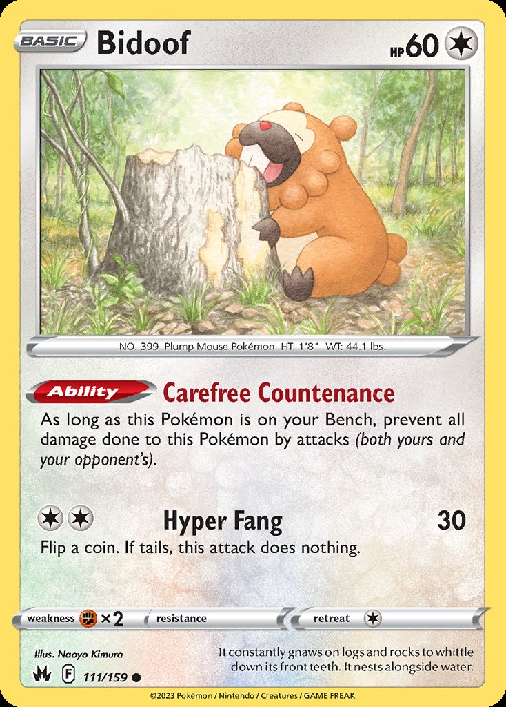 Bidoof - Crown Zenith (Common) [CRZ-111] Image principale du produit