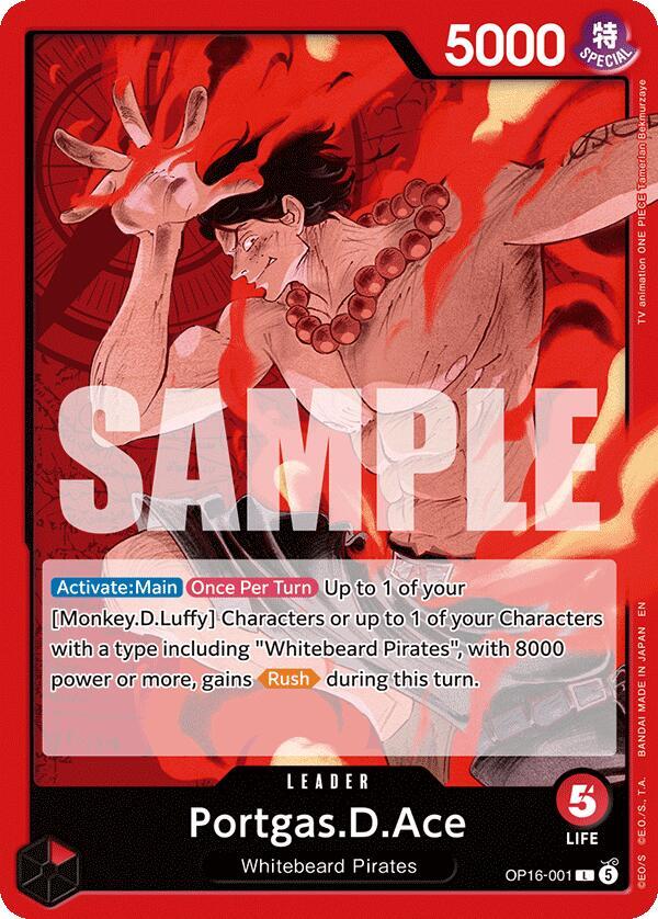 Portgas.D.Ace (OP16-001) (V.1) - The Time of Battle (Leader) [OP16-001] — one-piece card Image principale du produit
