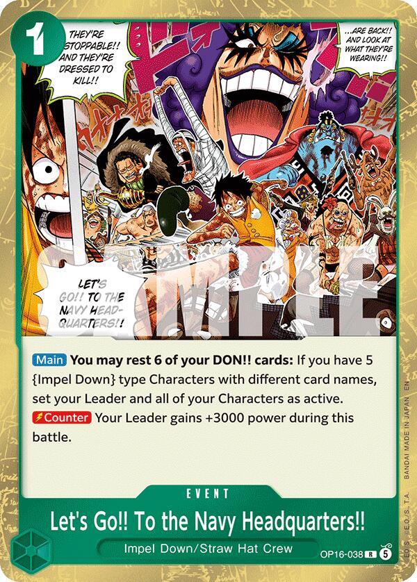 Let's Go!! To the Navy Headquarters!! (OP16-038) - The Time of Battle (Rare) [OP16-038] — one-piece card