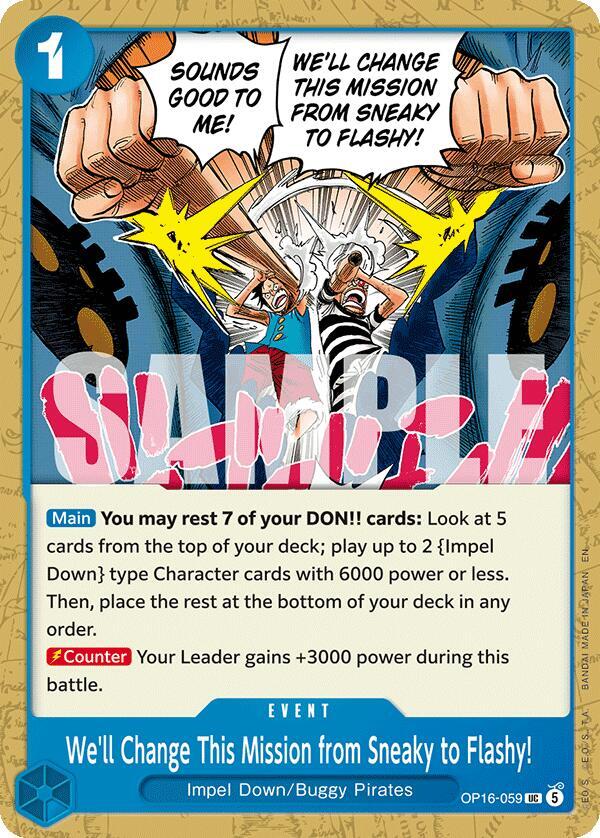 We'll Change This Mission from Sneaky to Flashy! (OP16-059) - The Time of Battle (Uncommon) [OP16-059] — one-piece card