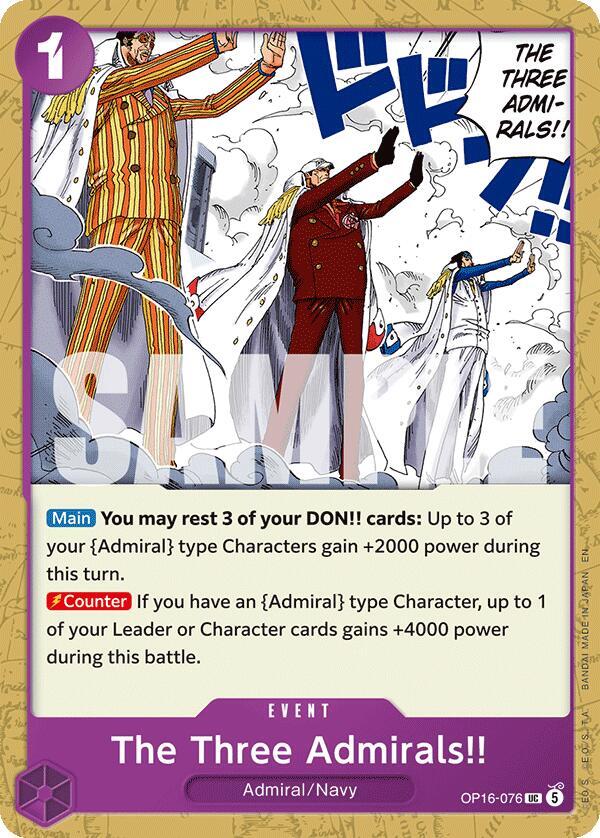 The Three Admirals!! (OP16-076) - The Time of Battle (Uncommon) [OP16-076] — one-piece card Hoofdafbeelding