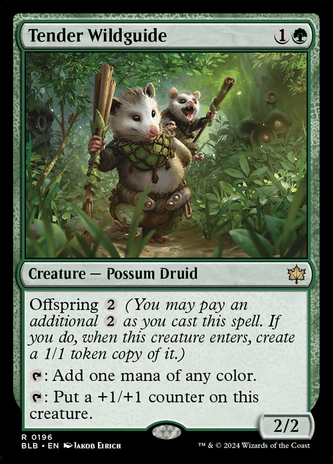 Magic-kaart Tender Wildguide BLB-196 uit Bloomburrow (Rare)