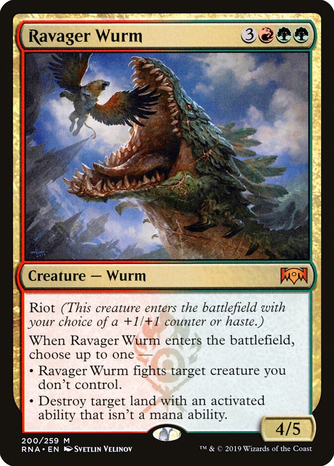Magic-kaart Ravager Wurm RNA-200 uit Ravnica Allegiance (Mythic) Immagine principale del prodotto