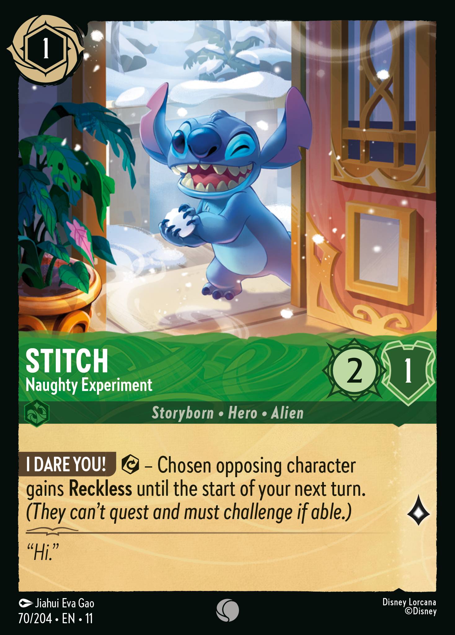 Stitch - Naughty Experiment — Winterspell (11WSP-70) Disney Lorcana card