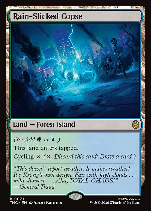 Rain-Slicked Copse – Commander: Teenage Mutant Ninja Turtles (TMC-71) Magic: The Gathering card Hoofdafbeelding