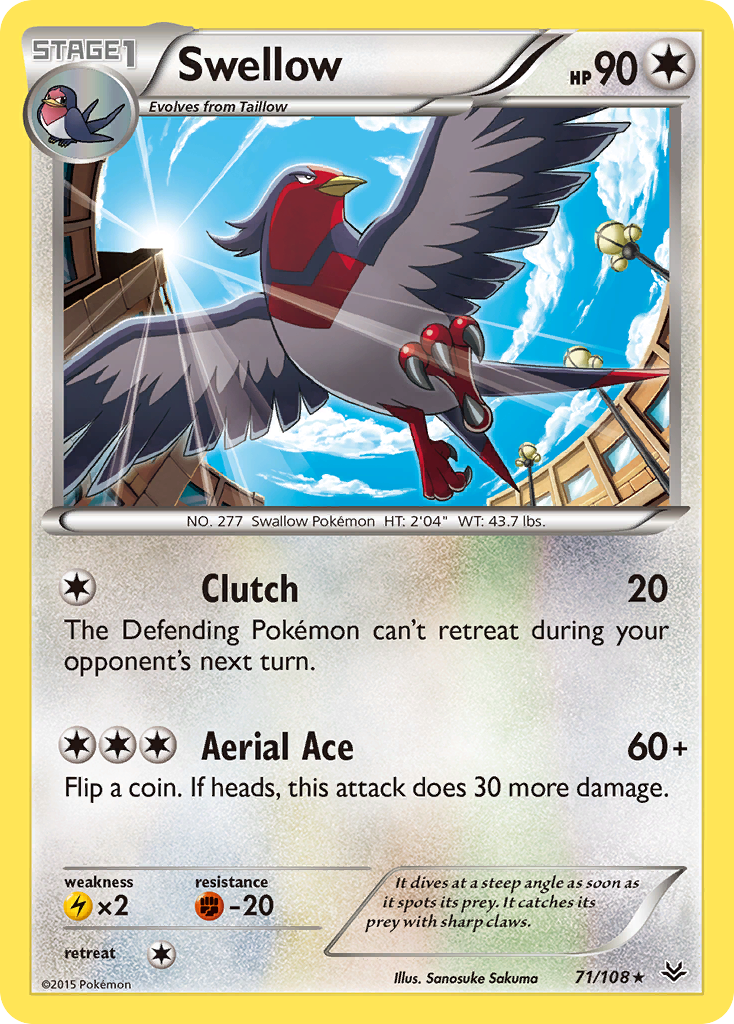 Swellow – Roaring Skies 71 – Pokémon TCG single card Image principale du produit