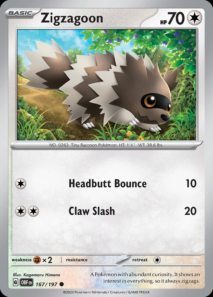 Zigzagoon - Obsidian Flames (Common) [OBF-167] Image principale du produit