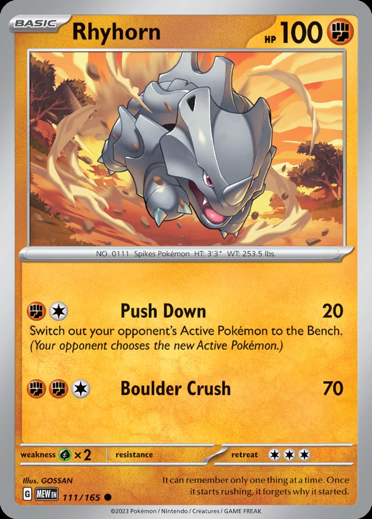 Rhyhorn - 151 (Common) [MEW-111] Image principale du produit