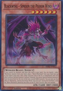 Blackwing - Simoon the Poison Wind (V.1 - Super Rare) - 25th Anniversary Rarity Collection (Super Rare) [RA01-012] Hoofdafbeelding