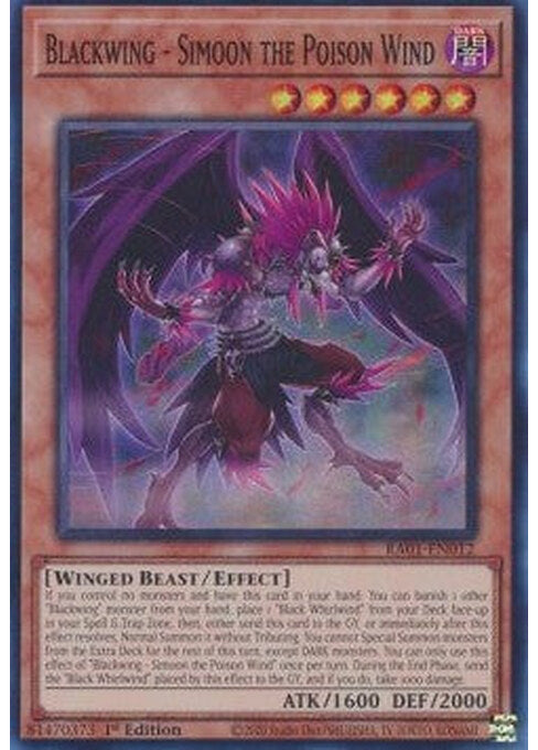 Blackwing - Simoon the Poison Wind — 25th Anniversary Rarity Collection (RA01-012) Yu-Gi-Oh! card Hoofdafbeelding