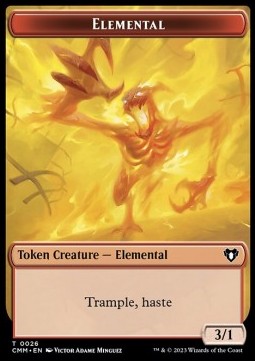 Elemental Token (R 3/1 Trample, haste) // Phyrexian Myr Token (A 1/1) - Commander Masters: Extras (Token) [XCMM-T 26/44] Hover Image