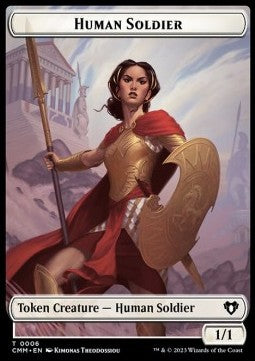 Human Soldier Token (W 1/1) // Phyrexian Beast Token (G 4/4) - Commander Masters: Extras (Token) [XCMM-T 6/34]