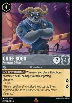 Chief Bogo - Respected Officer - Rise of the Floodborn (Rare) [2ROF-175] Image principale du produit