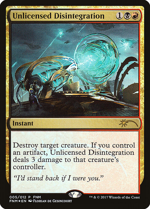 Magic-kaart Unlicensed Disintegration F17-5 uit Friday Night Magic 2017 (Rare) Image principale du produit