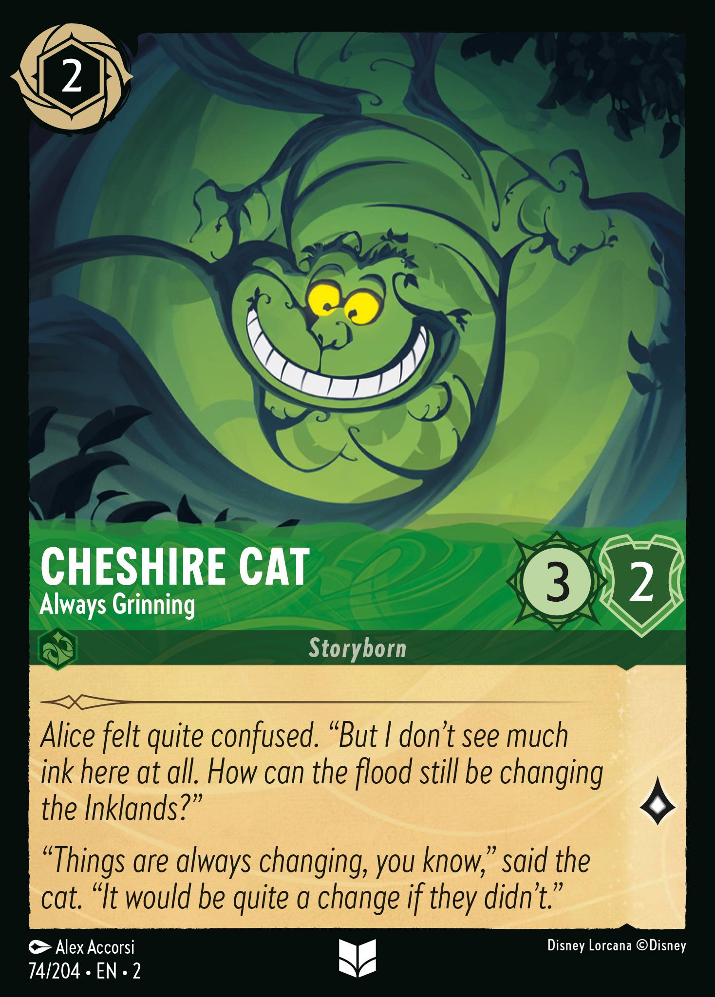 Cheshire Cat - Always Grinning — Rise of the Floodborn (2ROF-74) Disney Lorcana card