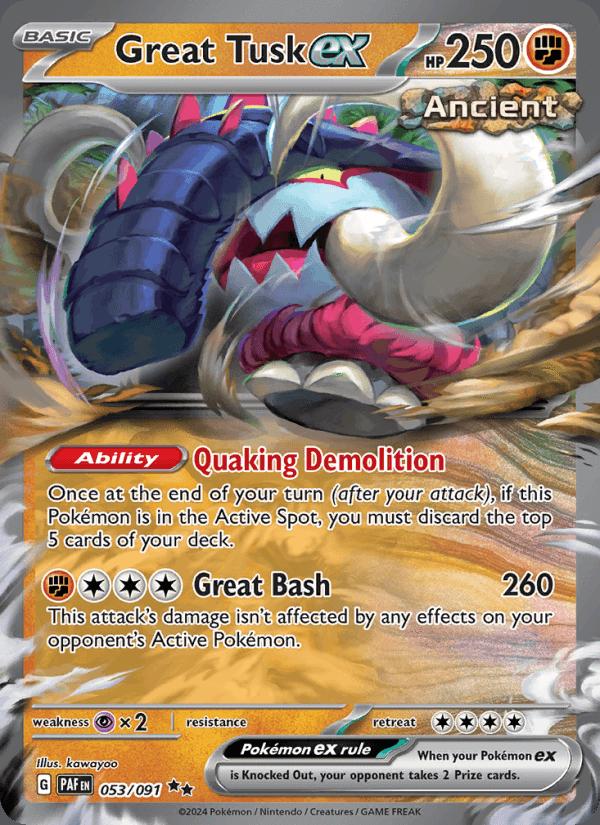 Great Tusk ex - Paldean Fates (Double Rare) [PAF-053] Image principale du produit