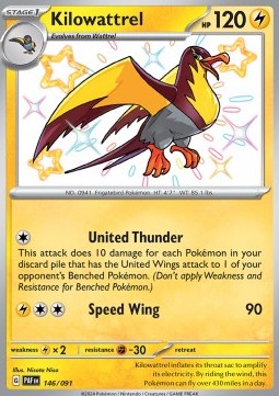 Kilowattrel - Paldean Fates (Shiny Rare) [PAF-146] Imagen principal del producto