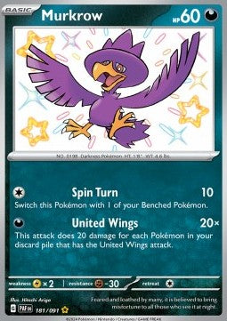 Murkrow - Paldean Fates (Shiny Rare) [PAF-181] Imagen principal del producto