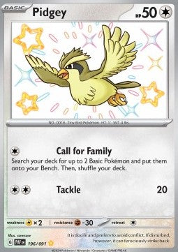 Pidgey - Paldean Fates (Shiny Rare) [PAF-196] Hover Image