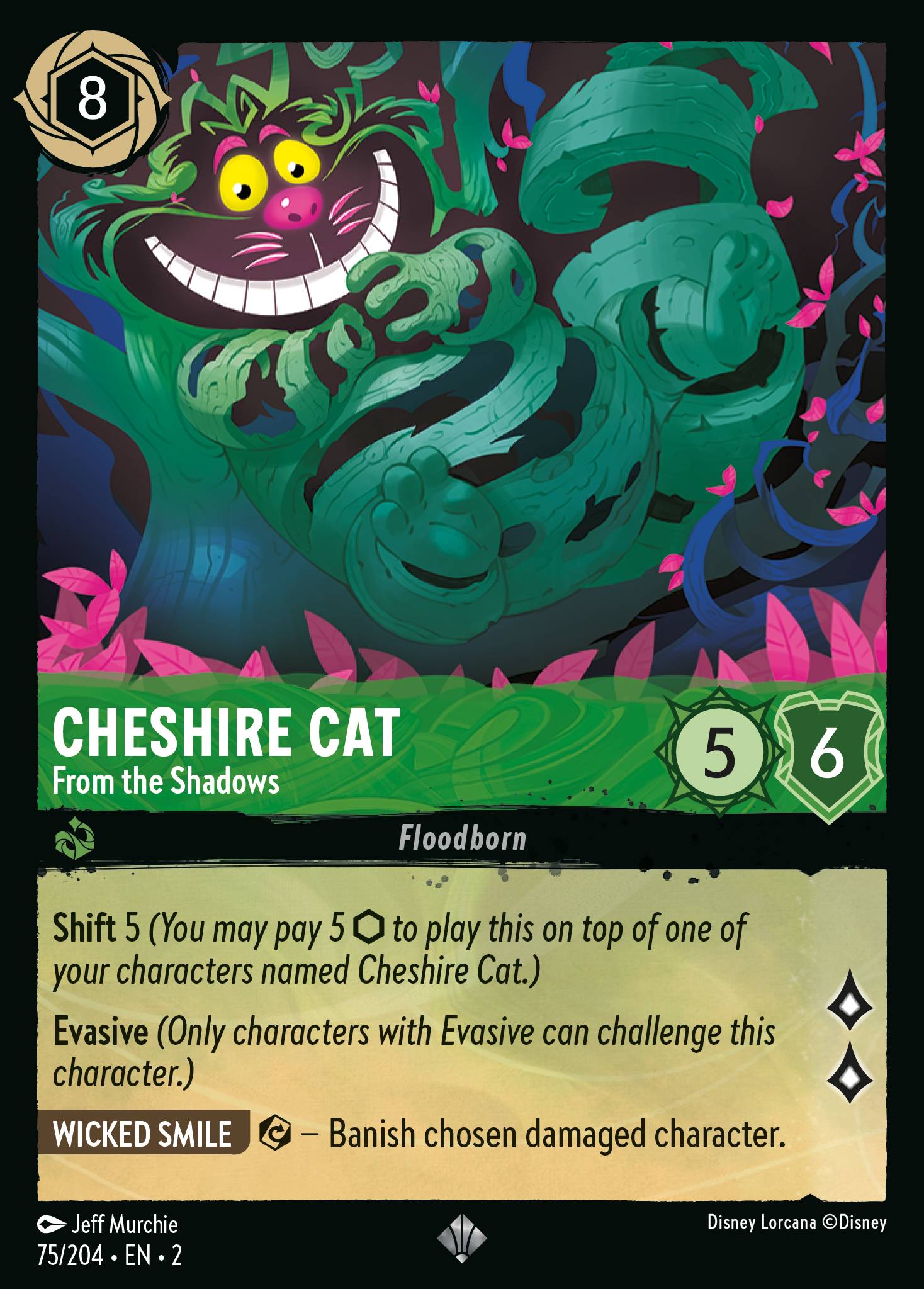 Cheshire Cat - From the Shadows — Rise of the Floodborn (2ROF-75) Disney Lorcana card