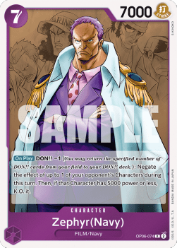 Zephyr (Navy) (OP06-074) - Wings of the Captain (Rare) [OP06-074] Imagen principal del producto