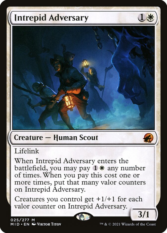 Magic-kaart Intrepid Adversary MID-25 uit Innistrad: Midnight Hunt (Mythic)