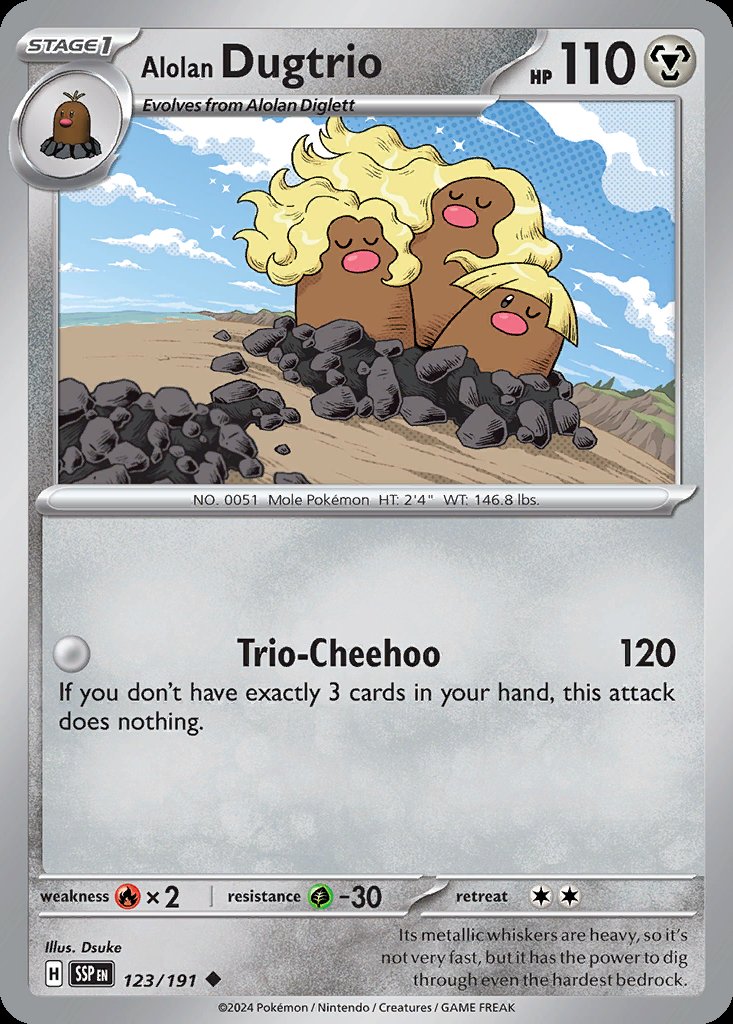 Alolan Dugtrio - Surging Sparks (Uncommon) [SSP-123] Immagine principale del prodotto
