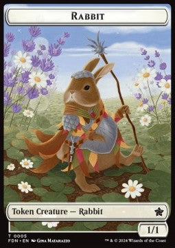 Rabbit Token (W 1/1) // Soldier Token (W 1/1) - Magic: The Gathering Foundations: Tokens (Token) [TFDN-T 5/6] Main image