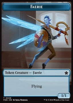 Faerie Token (U 1/1) // Fish Token (U 1/1) - Magic: The Gathering Foundations: Tokens (Token) [TFDN-T 9/10] Main image