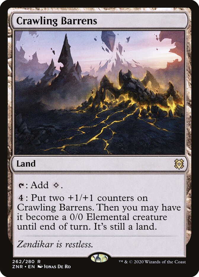 Magic-kaart Crawling Barrens ZNR-262 uit Zendikar Rising (Rare)