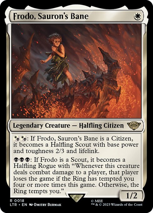 Frodo, Sauron's Bane – The Lord of the Rings: Tales of Middle-earth (LTR-18) Magic: The Gathering card | LC-REM-20260804-15150861975884-7d86dc2e-6f0c-4714-9d30-5d099d3b895c