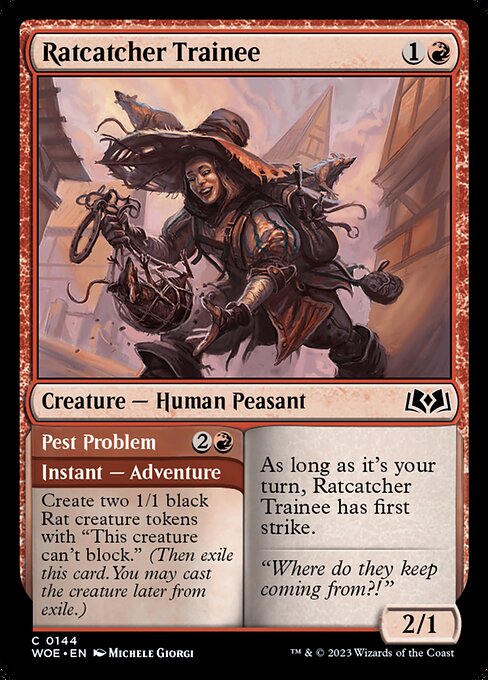 Ratcatcher Trainee // Pest Problem – Wilds of Eldraine (WOE-144) Magic: The Gathering card Main image
