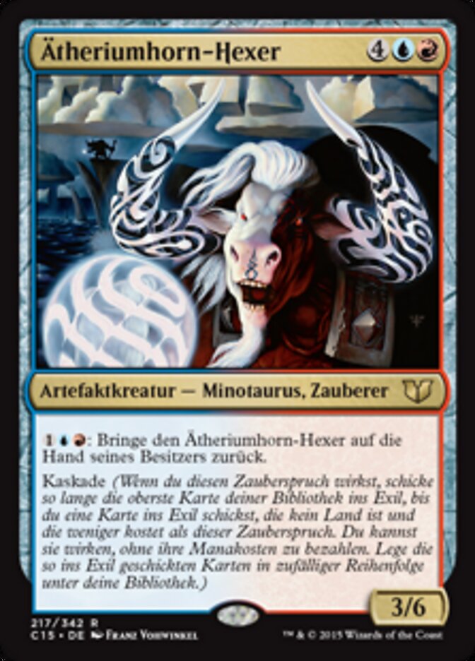 Magic-kaart Etherium-Horn Sorcerer C15-217 uit Commander 2015 (Rare), Duitse uitgave