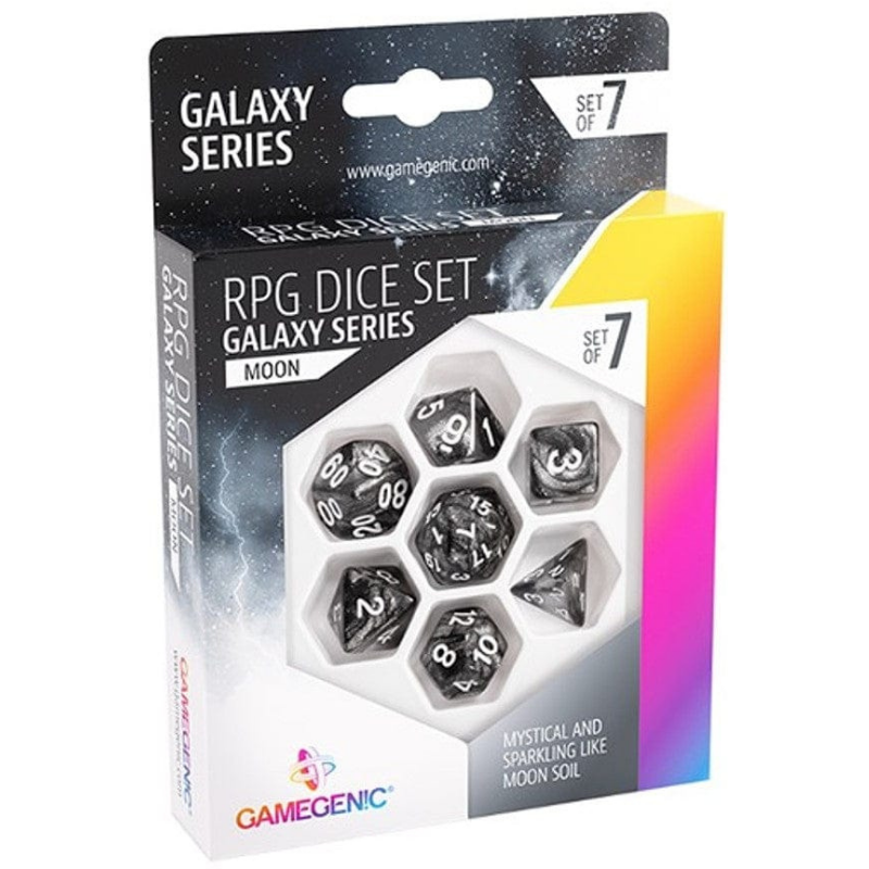 Gamegenic Galaxy Series Moon RPG-dobbelstenenset van 7 stuks