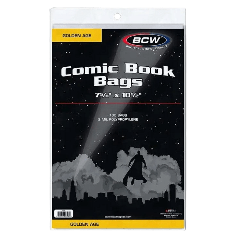 BCW Golden Comic Book Bags, 100 heldere comichoezen op Golden Age-formaat | Lichcards Image principale du produit