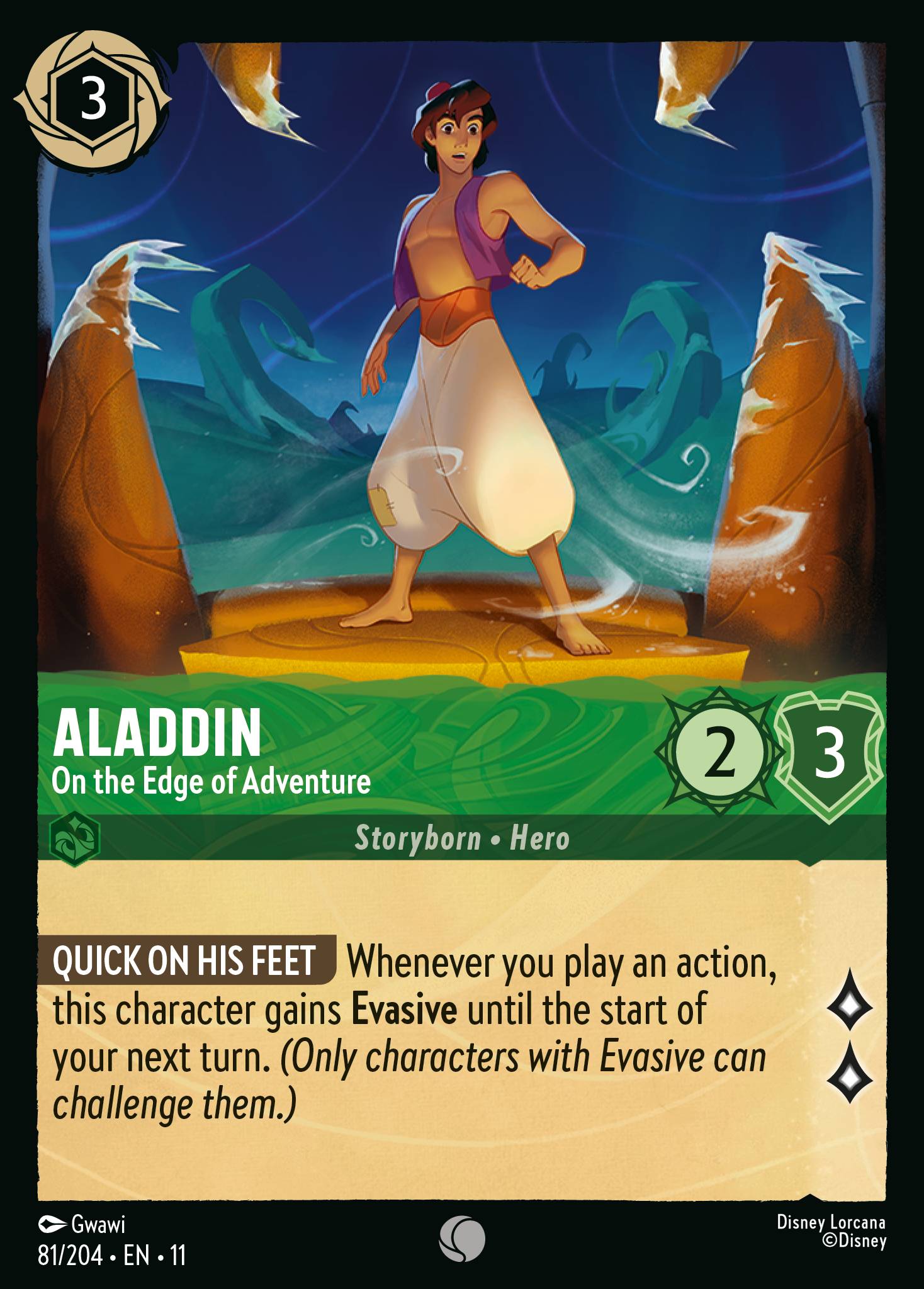 Aladdin - On the Edge of Adventure — Winterspell (11WSP-81) Disney Lorcana card Immagine principale del prodotto