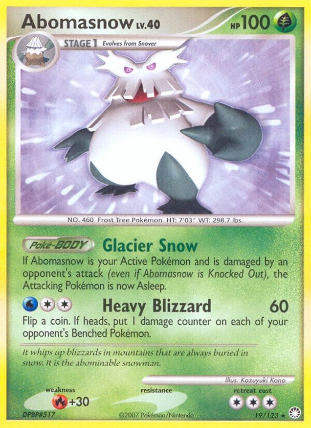 Pokémon-kaart Abomasnow LV.40 19/123 Rare uit de set Mysterious Treasures