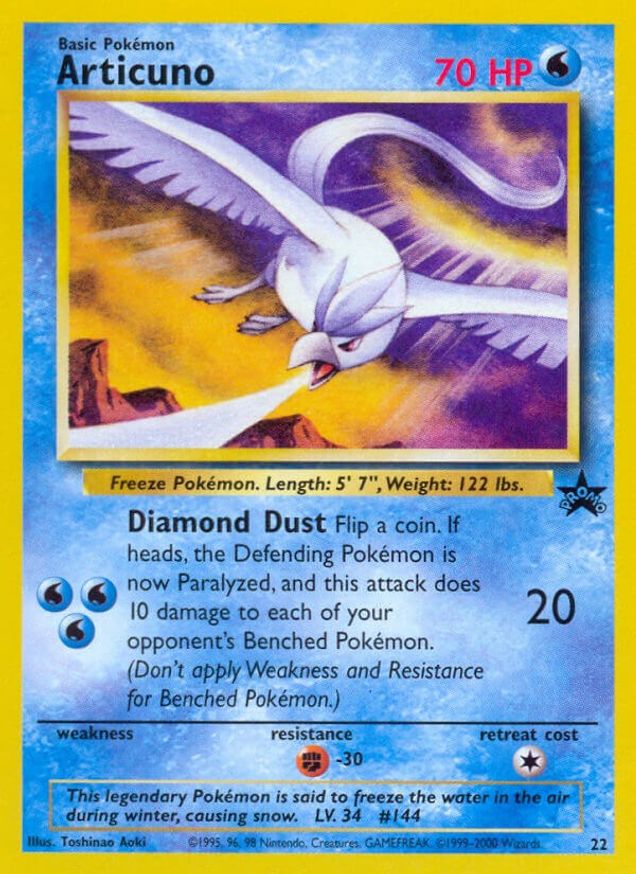 Pokémon-kaart Articuno 22 Promo uit de set Wizards Black Star Promos