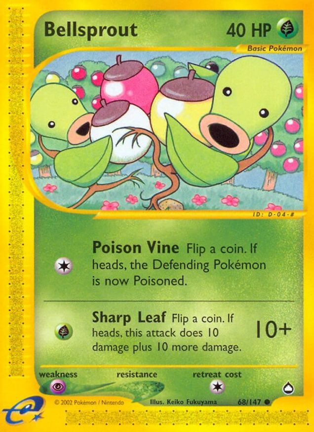 Pokémon-kaart Bellsprout 68/147 Common uit de set Aquapolis Hoofdafbeelding
