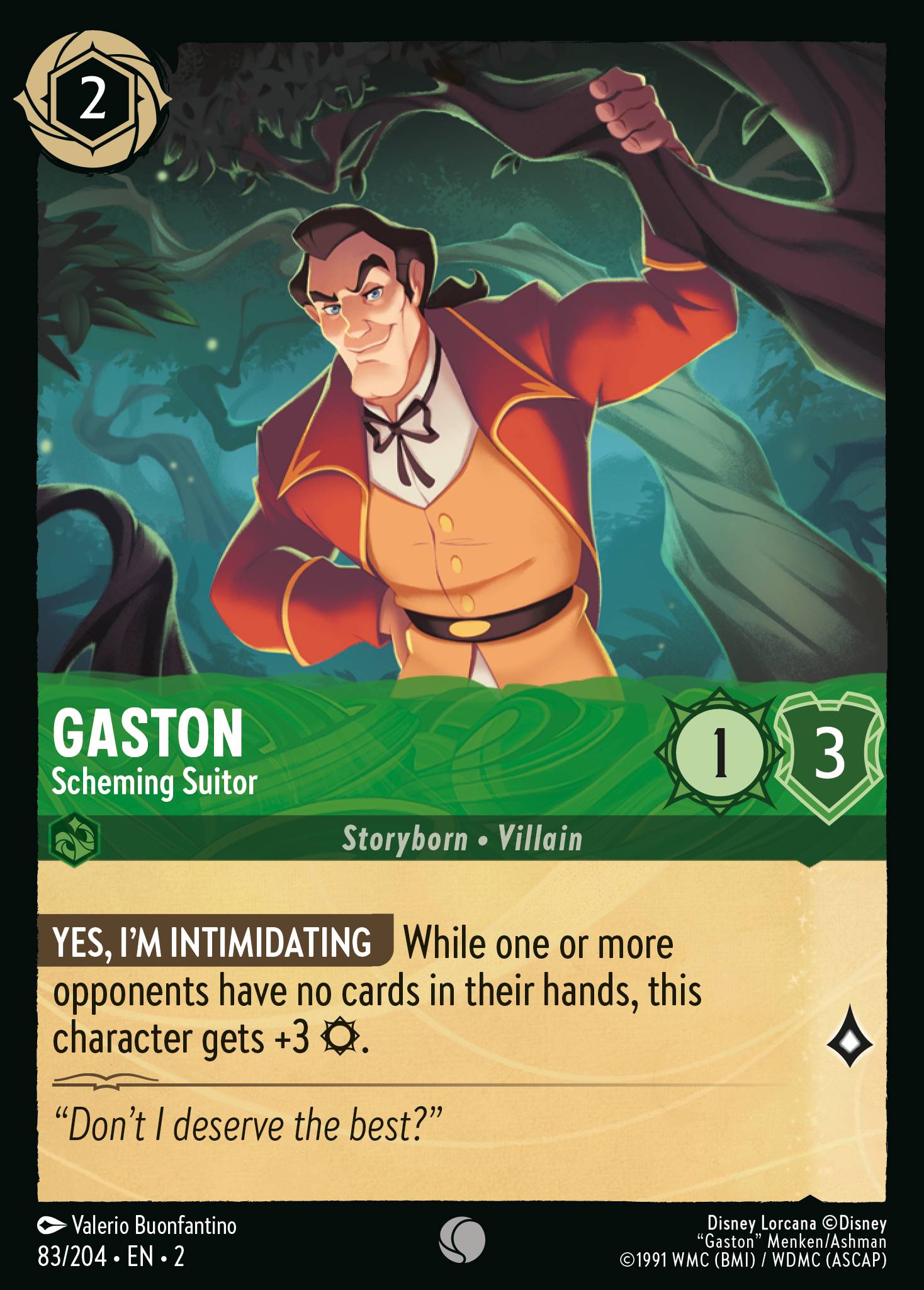Gaston - Scheming Suitor — Rise of the Floodborn (2ROF-83) Disney Lorcana card