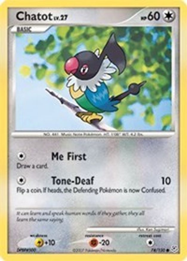 Pokémon-kaart Chatot LV.27 74/130 Common uit de set Diamond & Pearl
