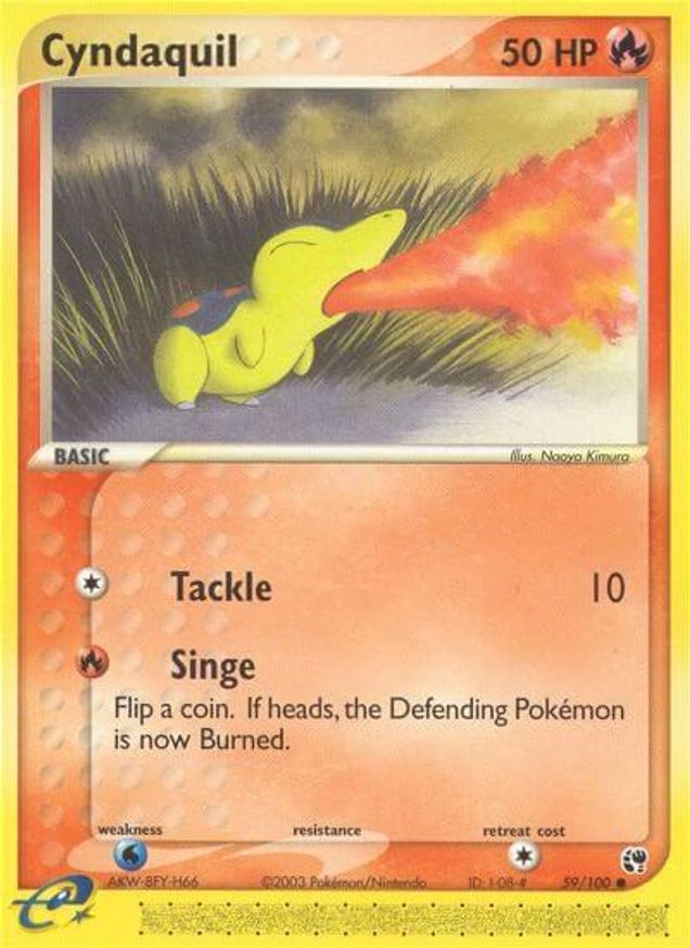 Pokémon-kaart Cyndaquil 59/100 Common uit de set EX Sandstorm Hoofdafbeelding