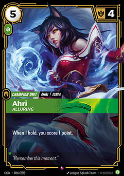 Ahri, Alluring (V.1 - Rare) - Origins (Rare) [OGN-066] Image principale du produit