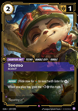 Teemo, Scout (V.1 - Rare) - Origins (Rare) [OGN-197] Immagine principale del prodotto