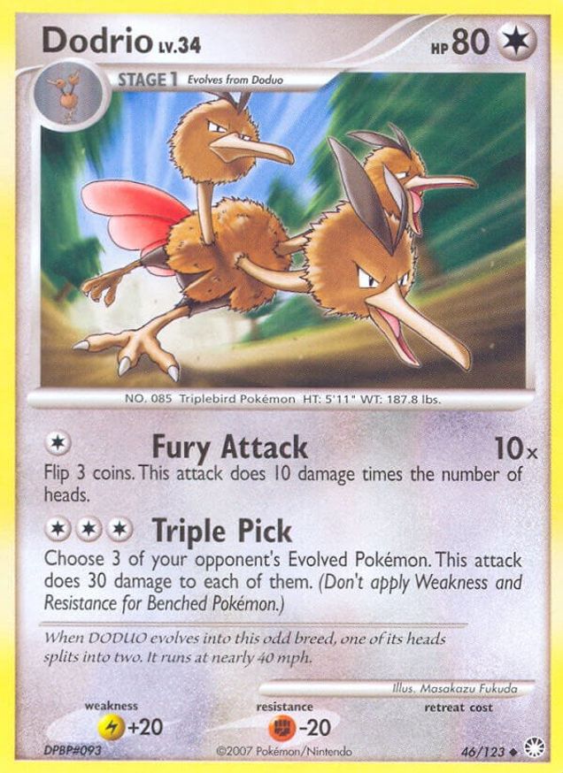 Pokémon-kaart Dodrio LV.34 46/123 Uncommon uit de set Mysterious Treasures